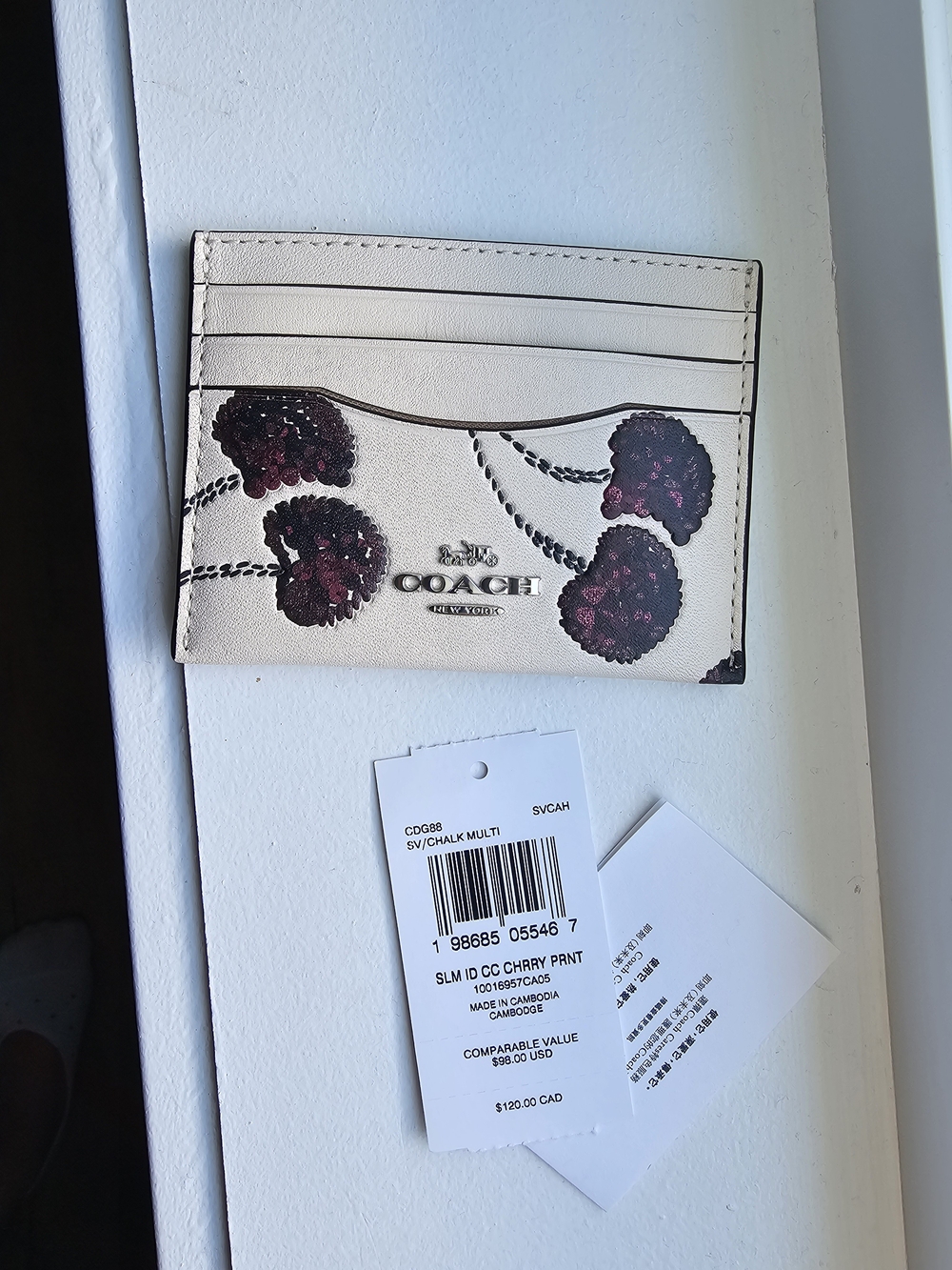 Coach Chalk & Cherry Print Slim ID Card Case